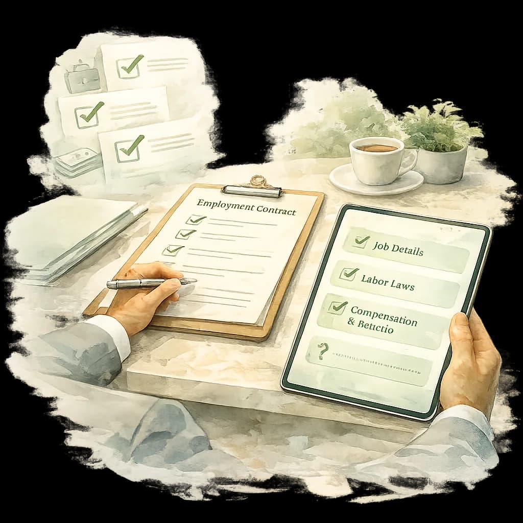 Employer reviewing HR questions
