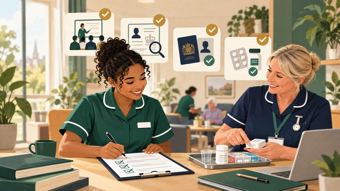 A bank care worker completing training and competency checks