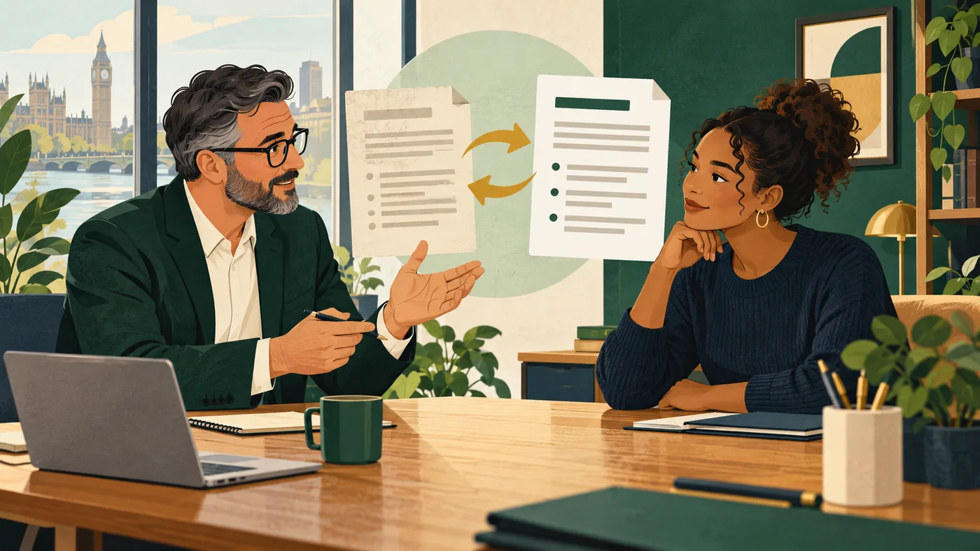 An employer consulting an employee about revised contract terms