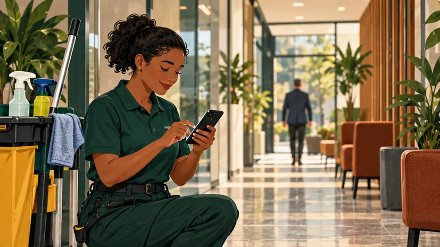 A facilities manager scheduling teams across several client sites