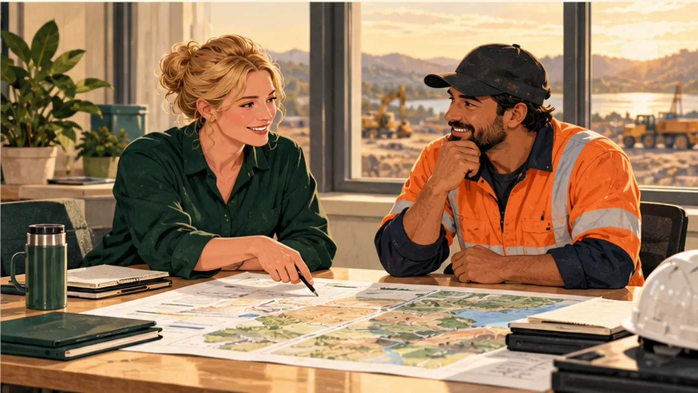 An employer reviewing contract, site and training records