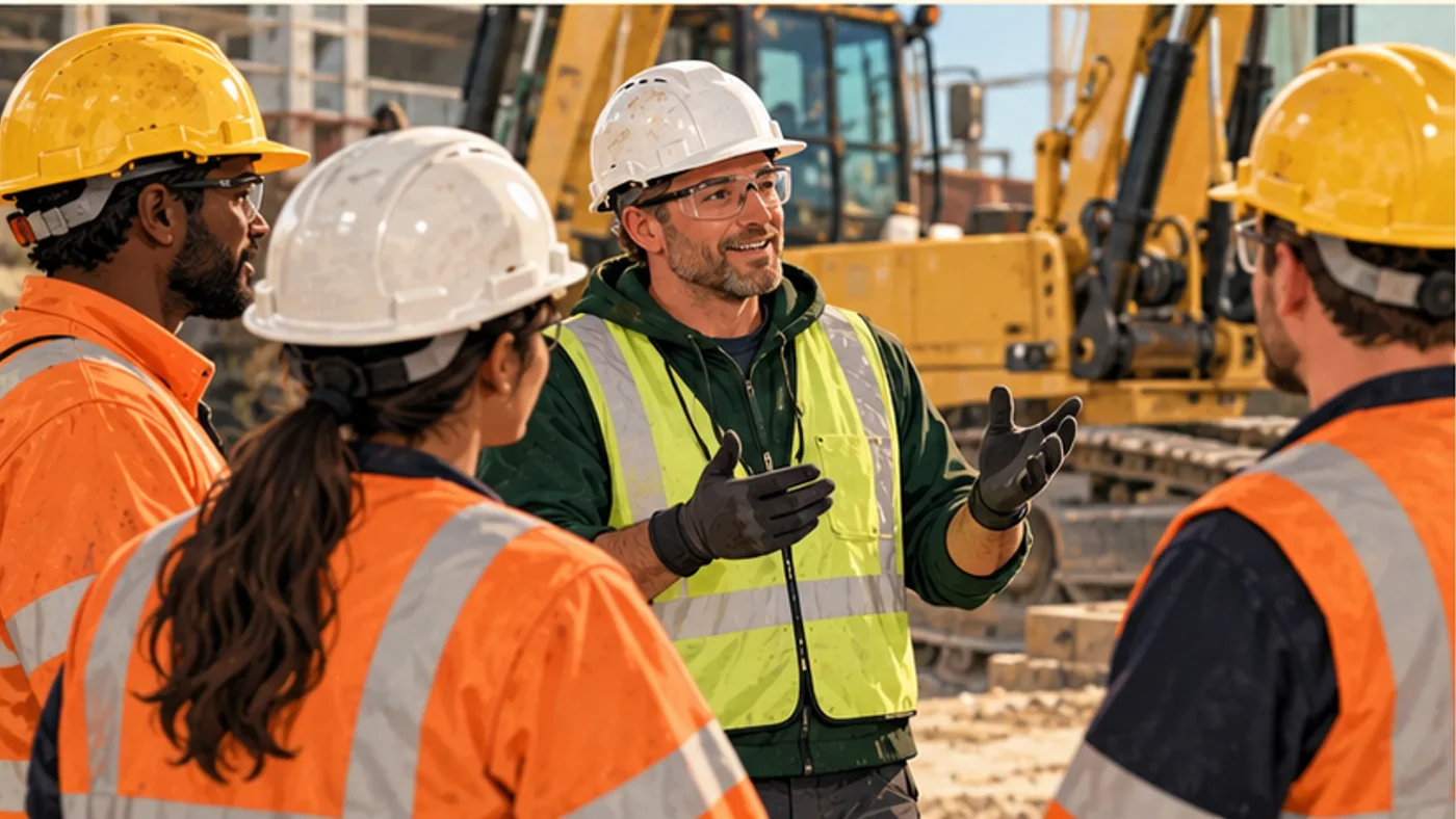 A site induction covering competence, equipment and emergency controls