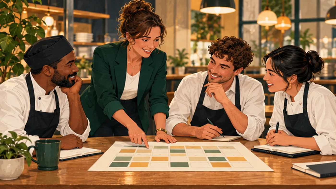 A hospitality manager planning rotas and service coverage