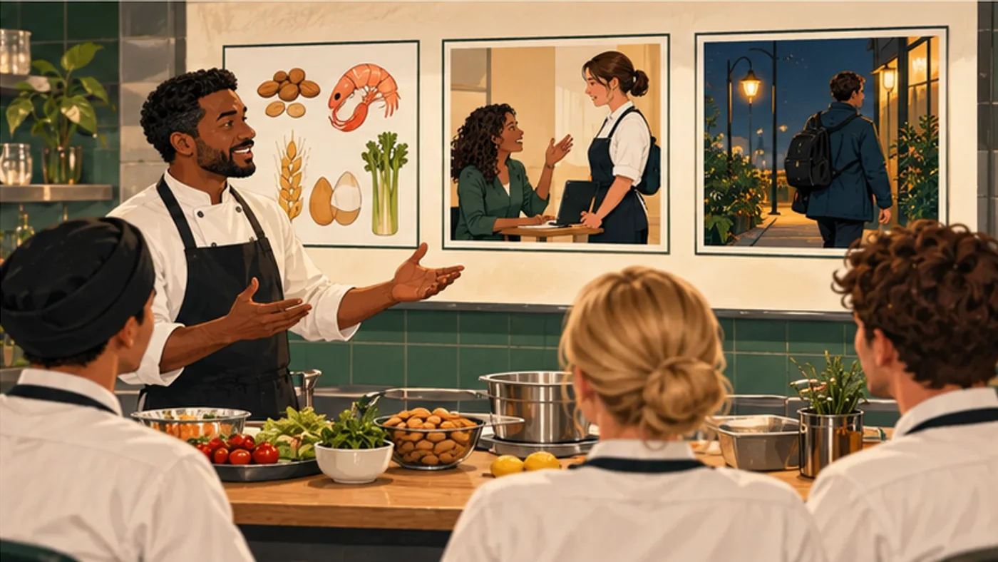A manager completing hospitality onboarding and contract records