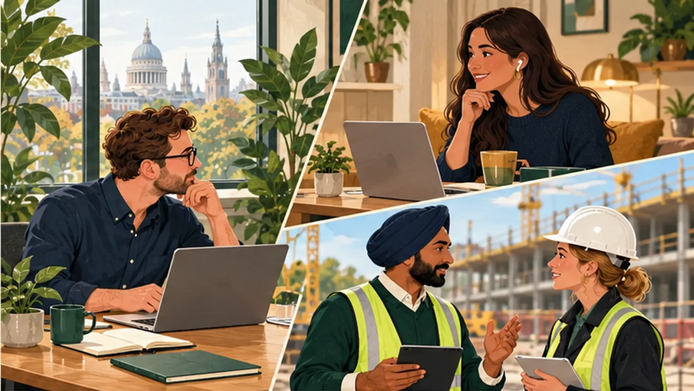 A hybrid team planning office, home and client-site work