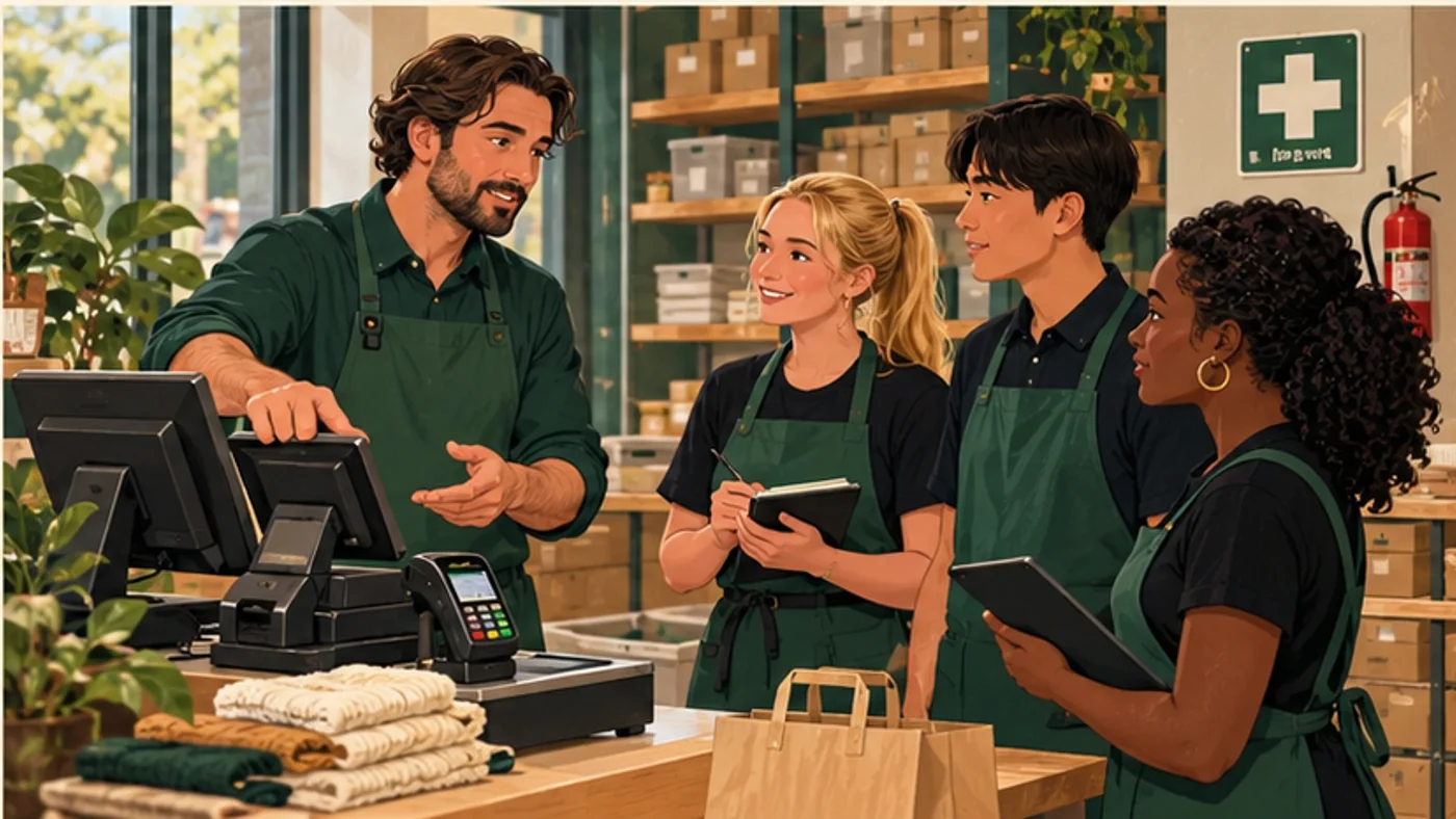A manager completing retail onboarding and compliance checks