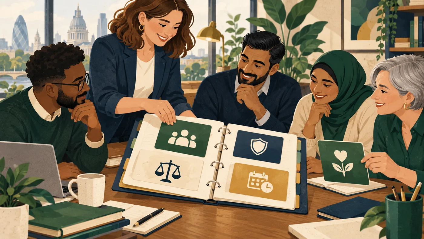 Colleagues reviewing the workplace policies that support fair decisions