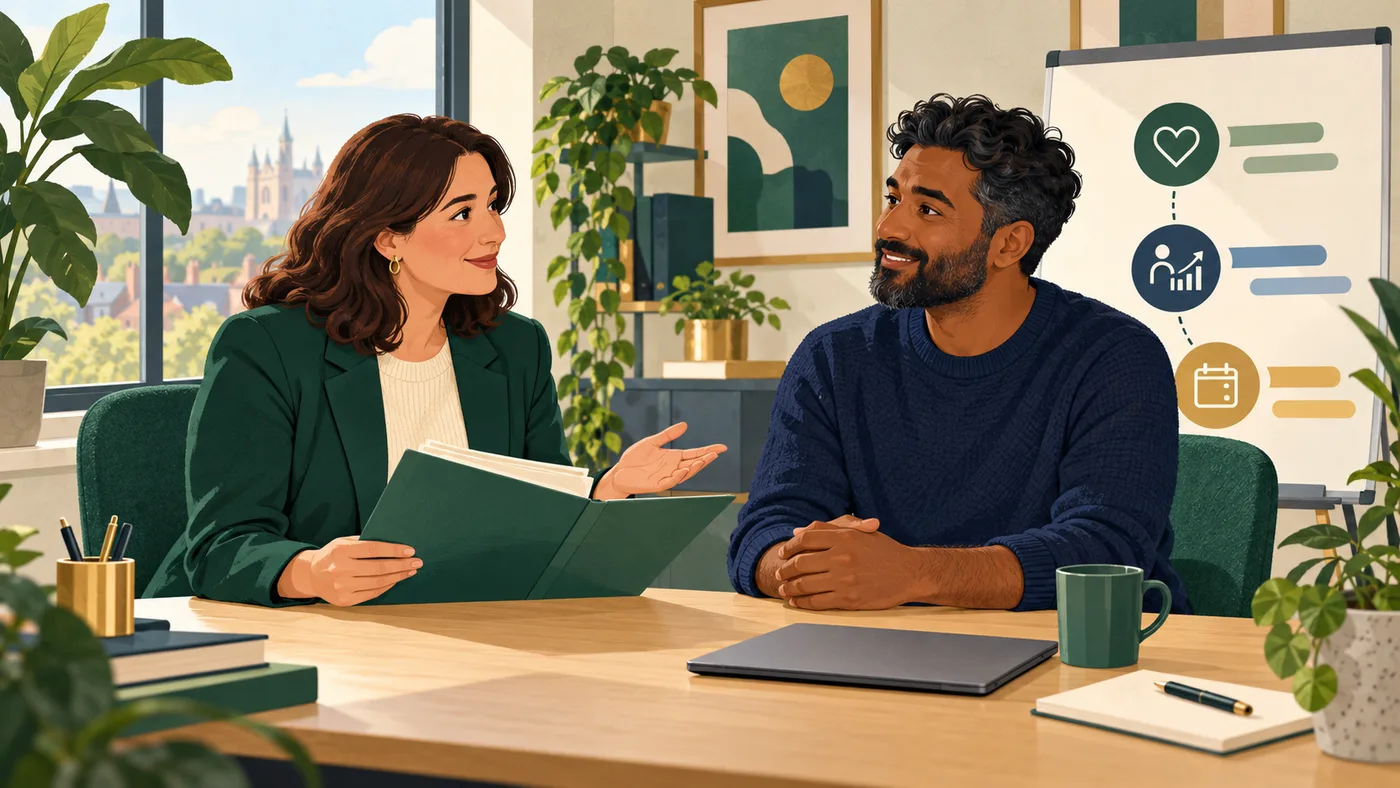 A return-to-work meeting with wellbeing support and a phased plan