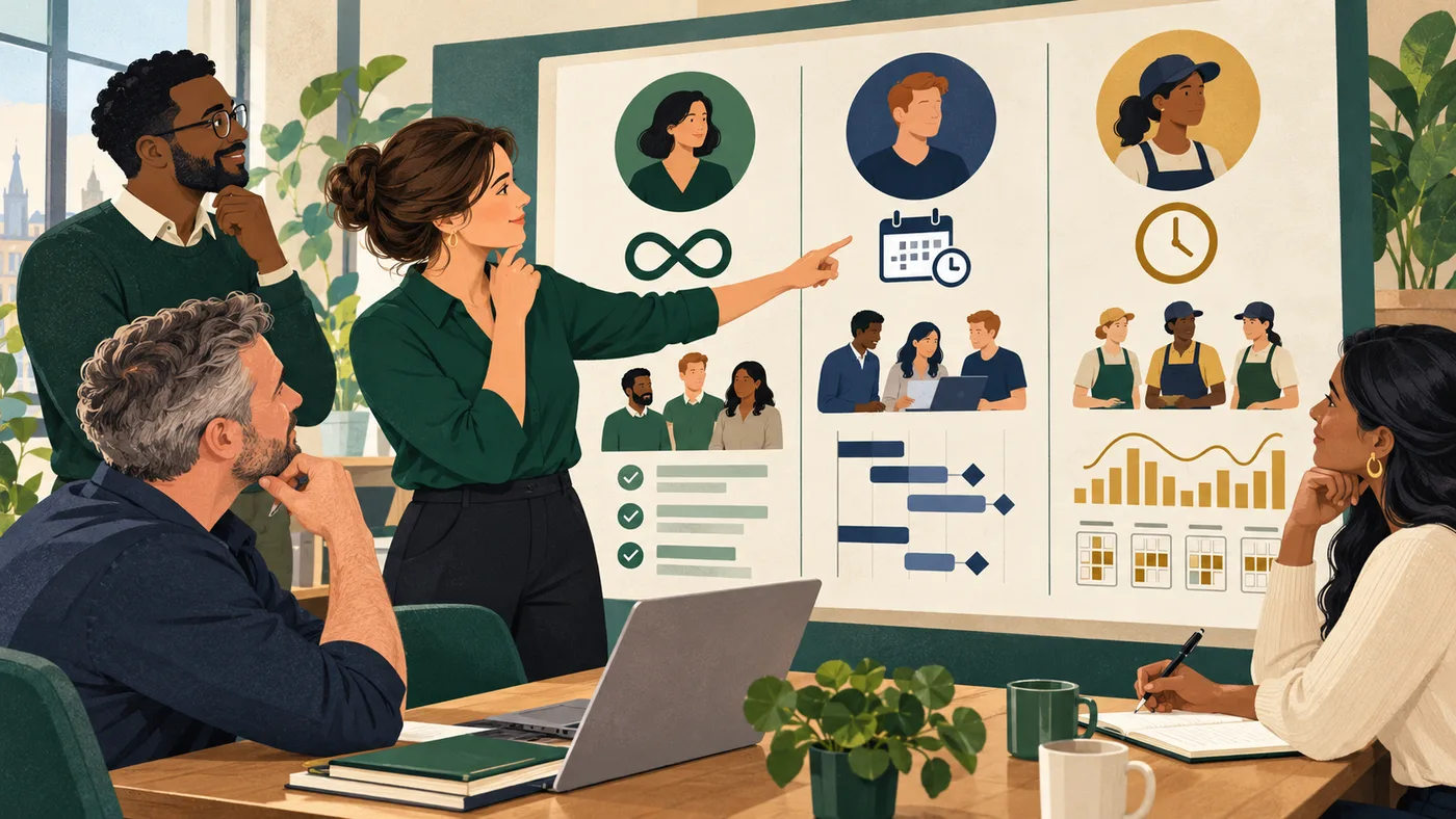 A business team comparing permanent, project and variable staffing needs