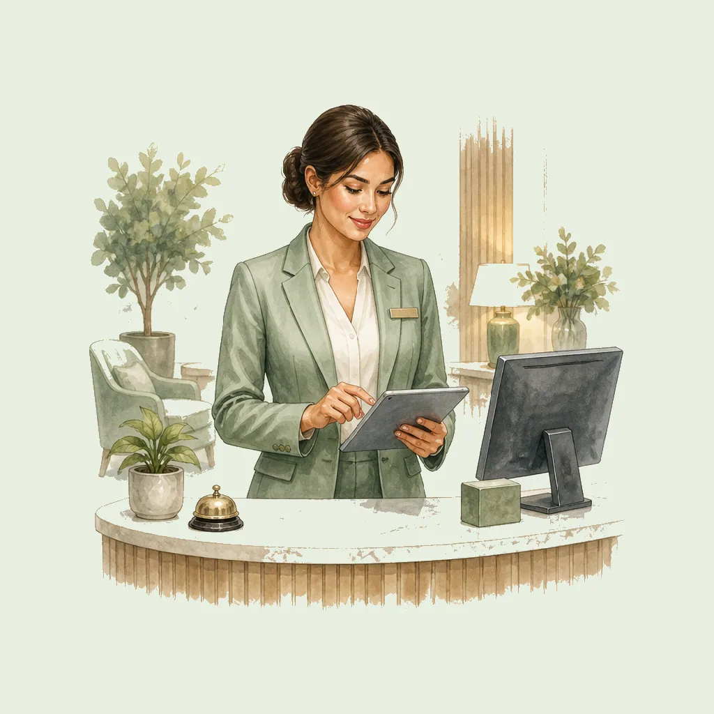 Front Office Manager HRHeaven role illustration for Accommodation & Food employment contract pages
