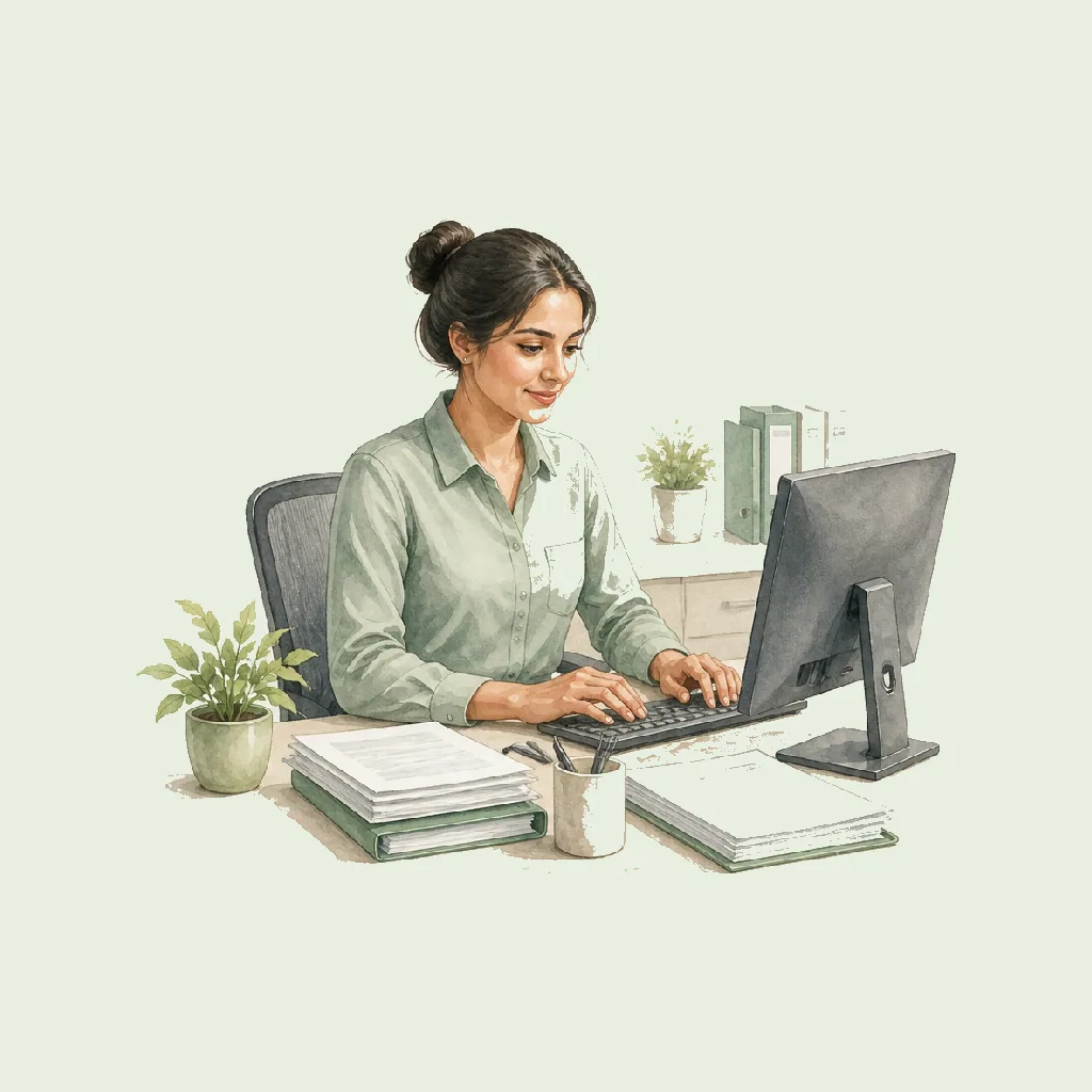 Data Entry Clerk HRHeaven role illustration for Admin & Support employment contract pages