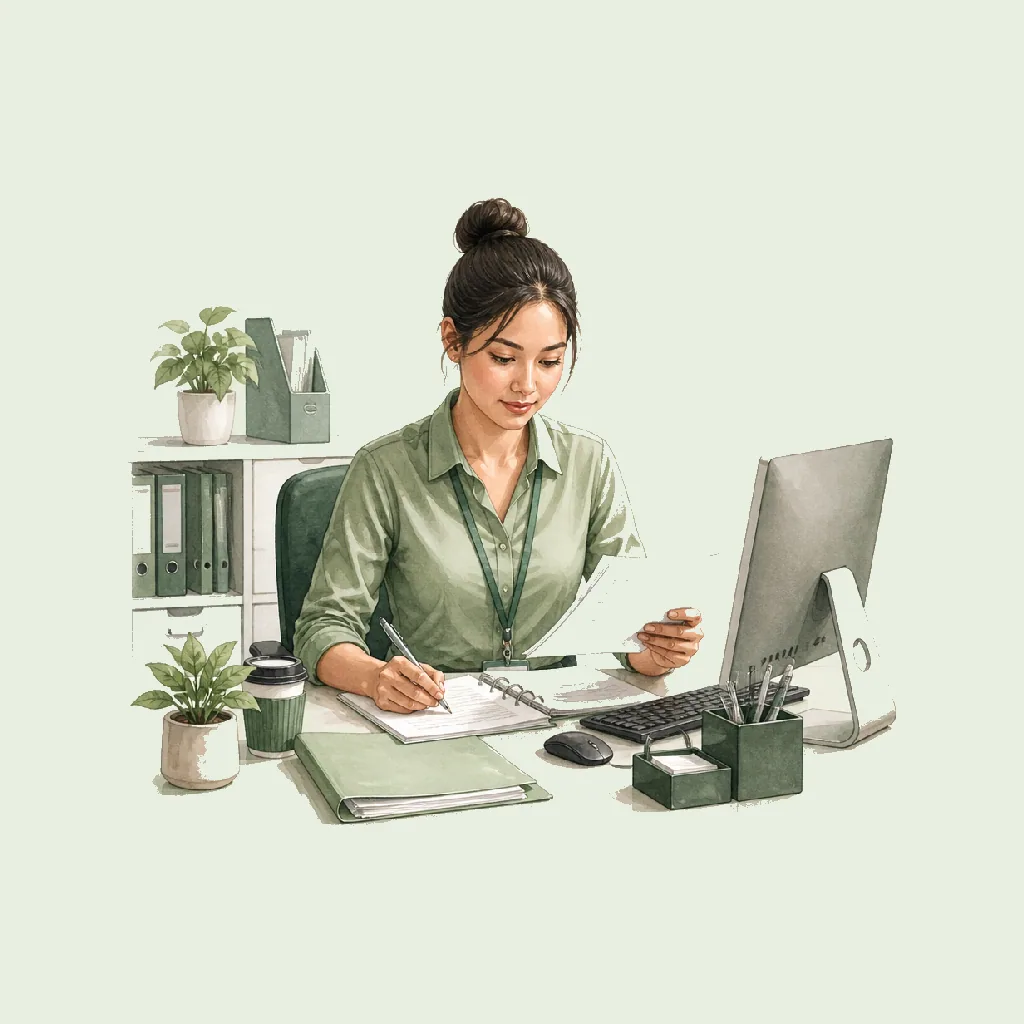 Office Clerk HRHeaven role illustration for Admin & Support employment contract pages