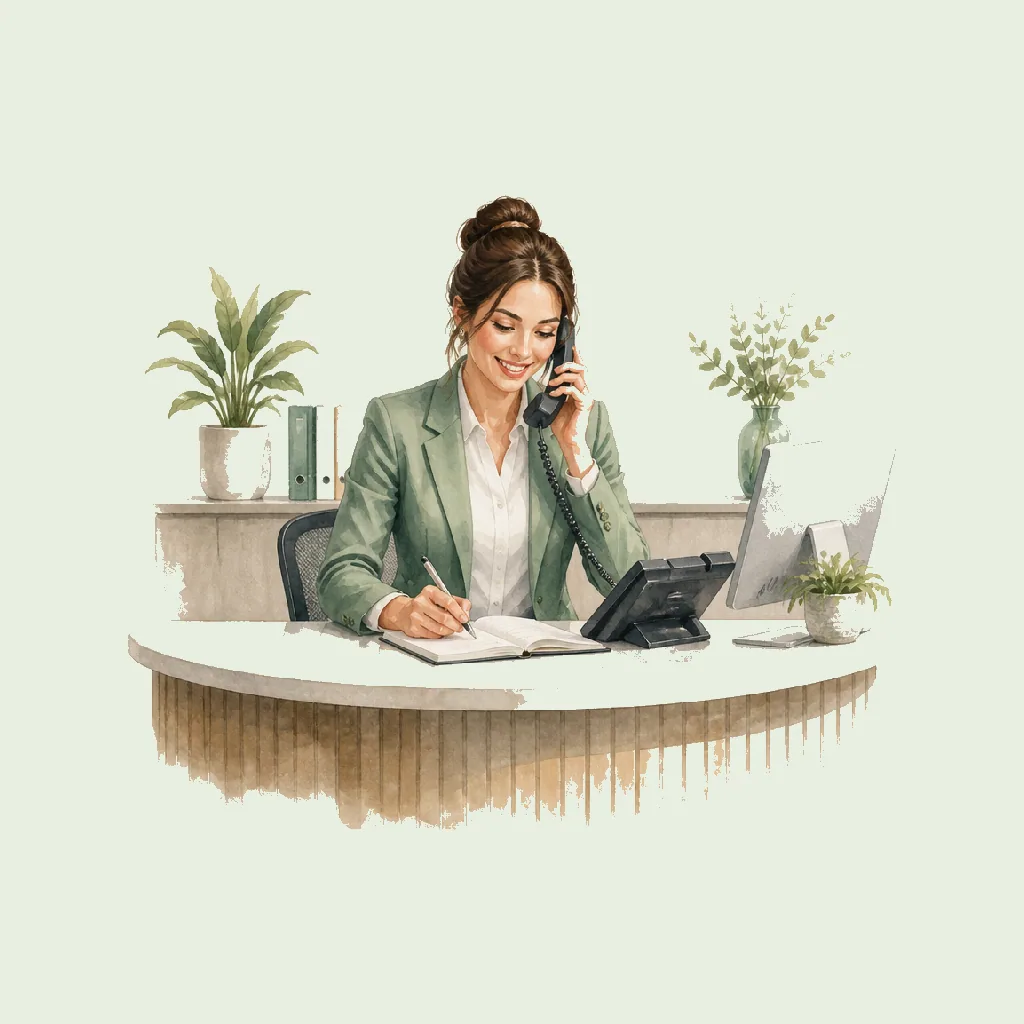 Receptionist HRHeaven role illustration for Admin & Support employment contract pages