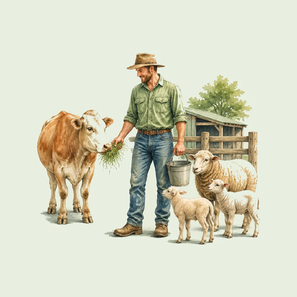 Livestock Farmer HRHeaven role illustration for Agriculture employment contract pages