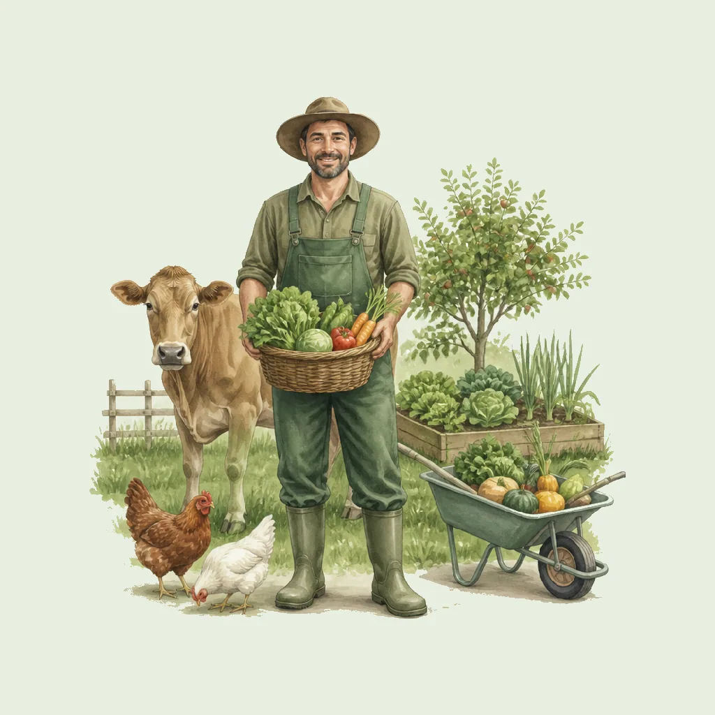 Mixed Farmer HRHeaven role illustration for Agriculture employment contract pages