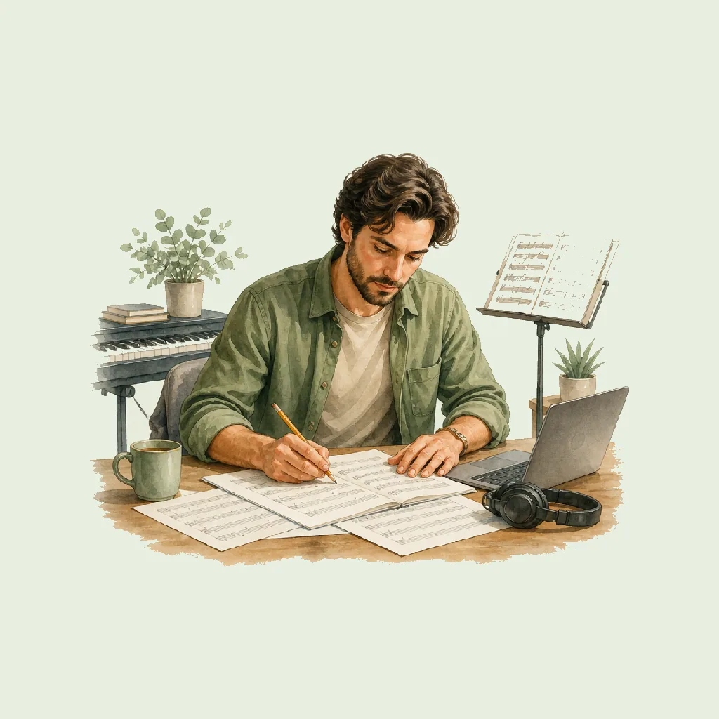 Composer HRHeaven role illustration for Arts & Entertainment employment contract pages