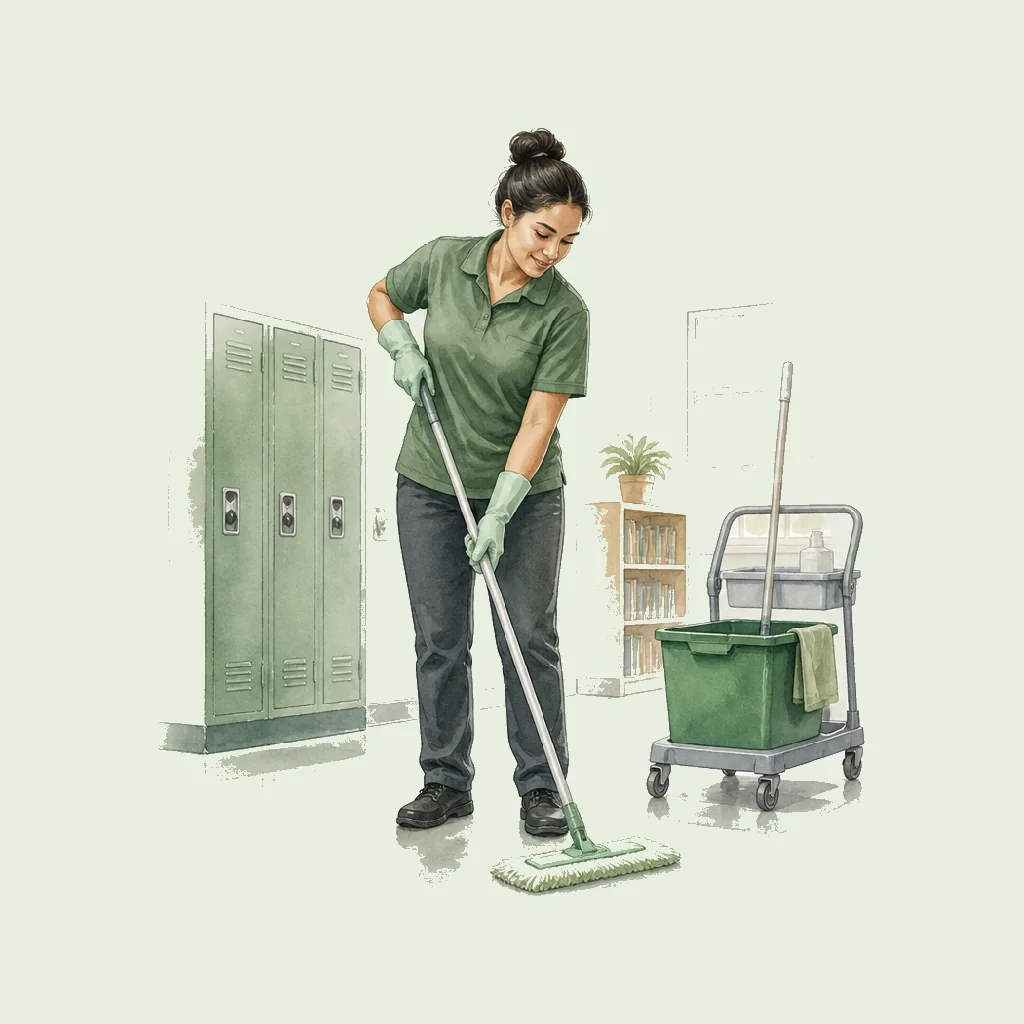 School Cleaner HRHeaven role illustration for Cleaning employment contract pages