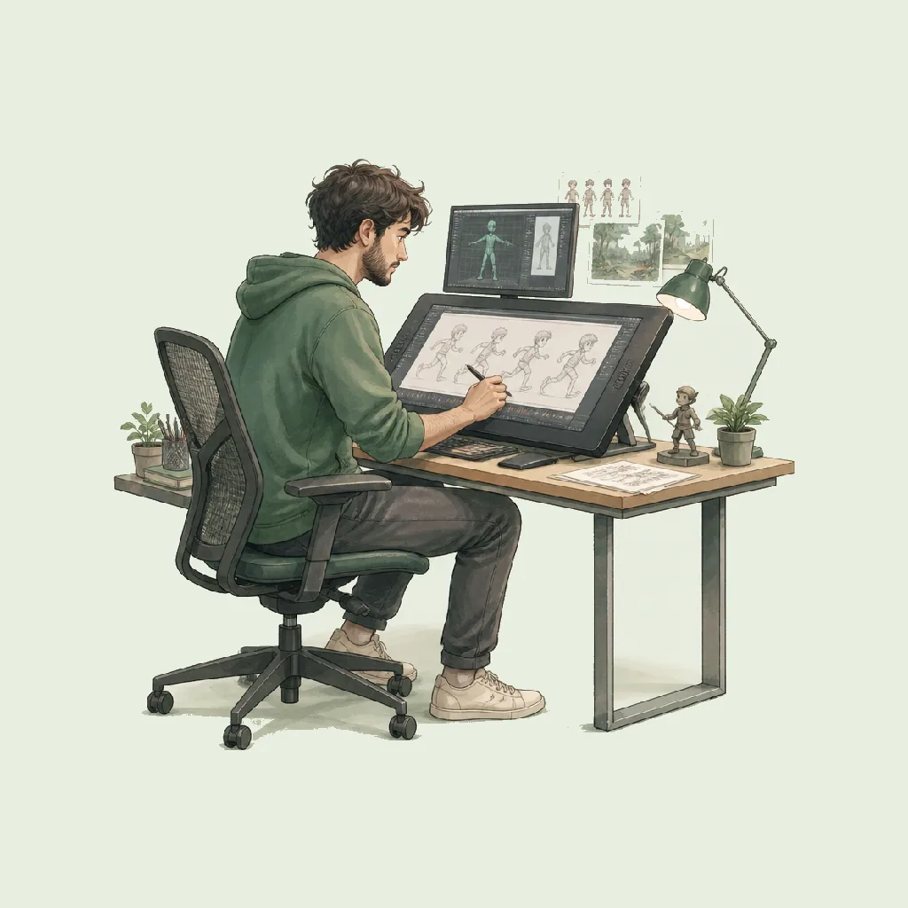 Animator (2D/3D) HRHeaven role illustration for Creative & Media employment contract pages