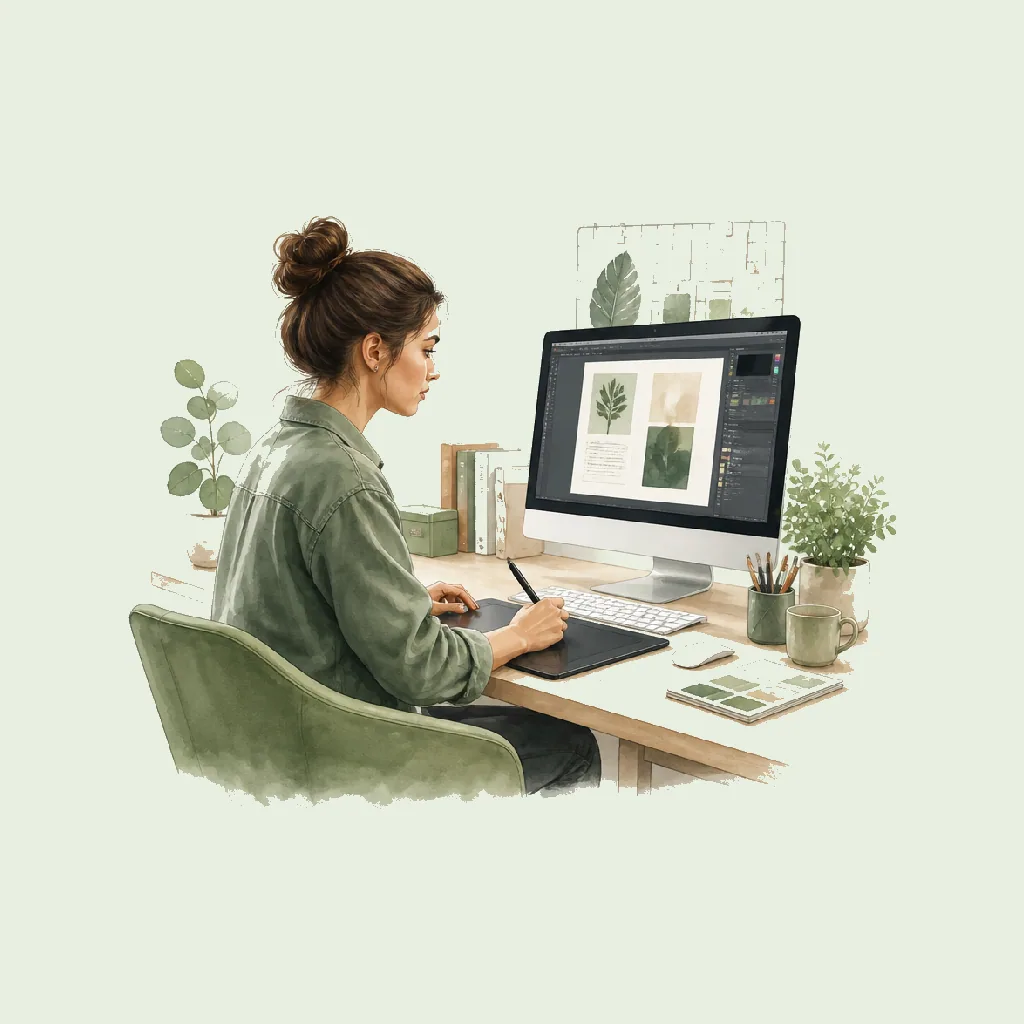 Digital Designer HRHeaven role illustration for Creative & Media employment contract pages