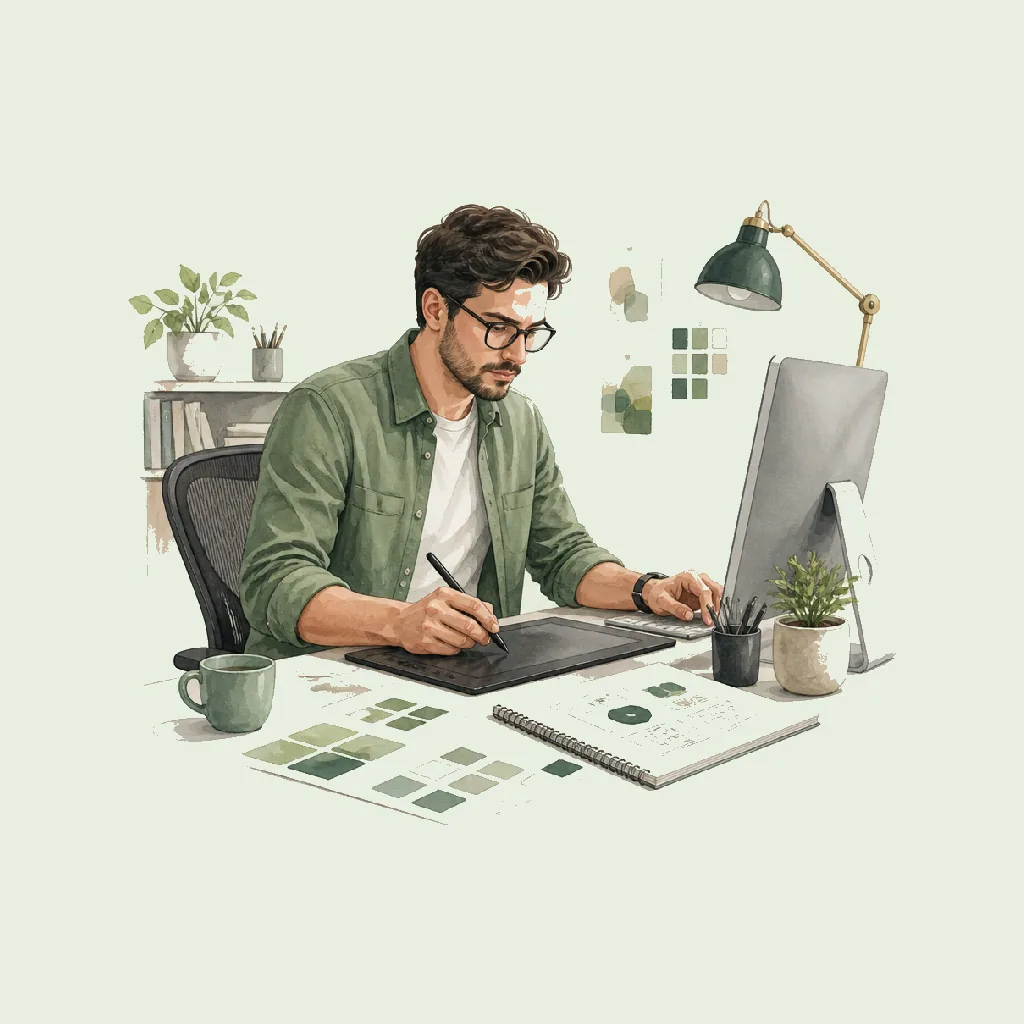 Graphic Designer HRHeaven role illustration for Creative & Media employment contract pages