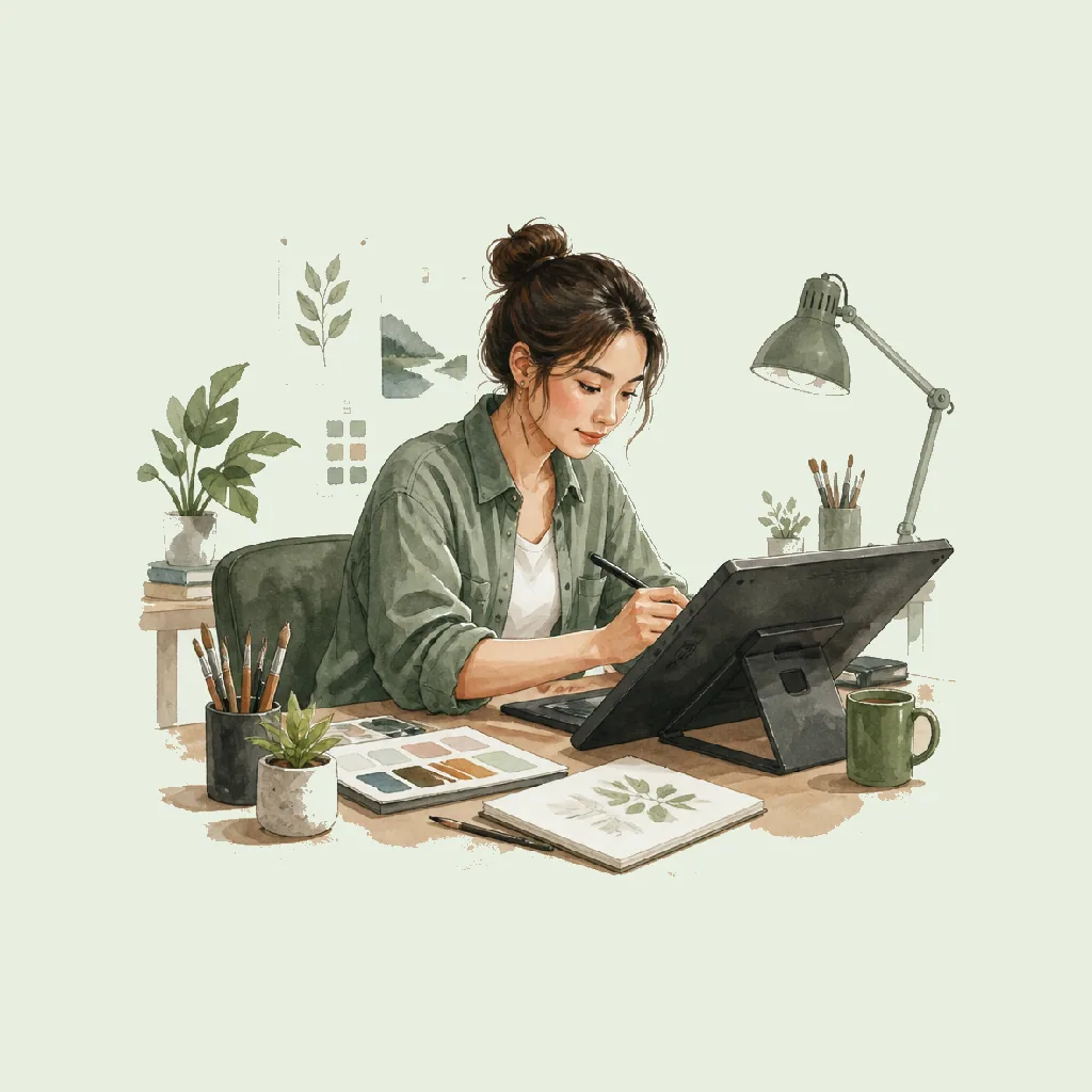 Illustrator HRHeaven role illustration for Creative & Media employment contract pages