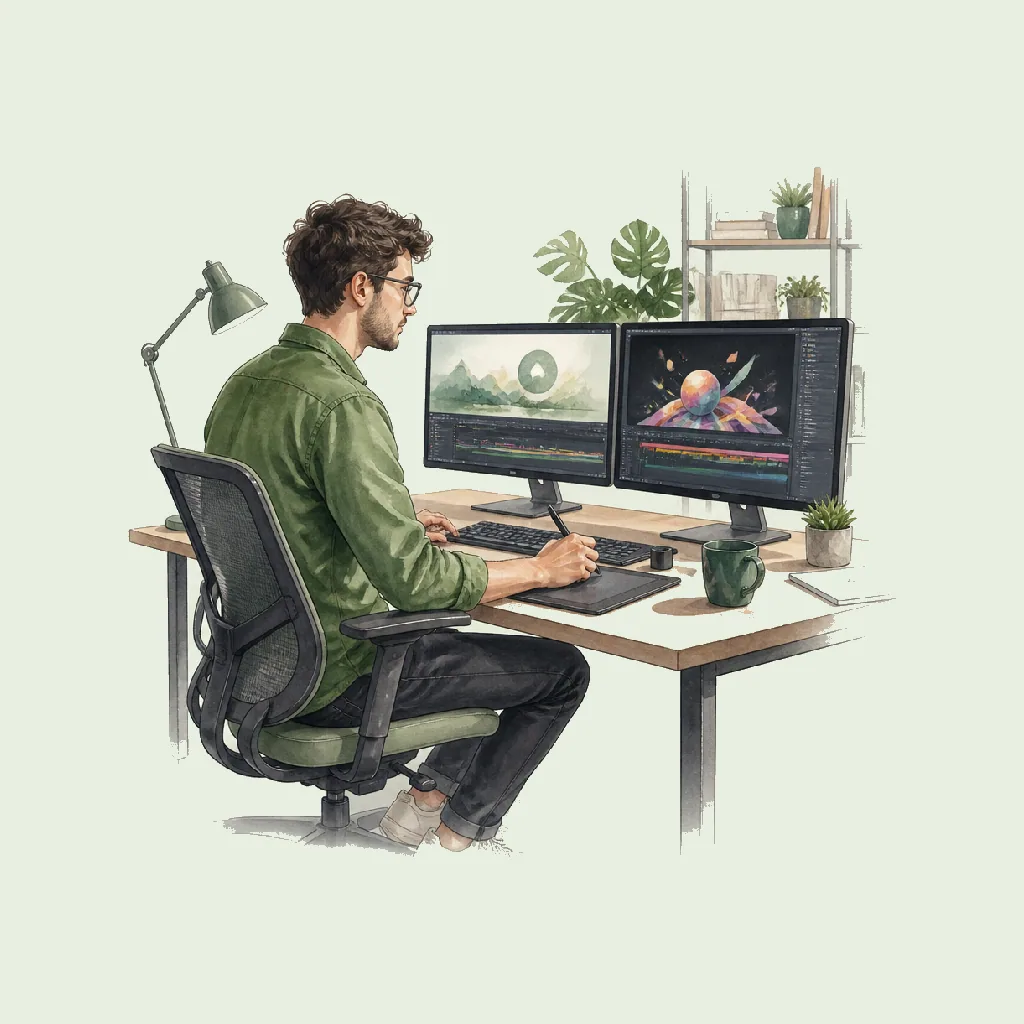 Motion Graphics Designer HRHeaven role illustration for Creative & Media employment contract pages