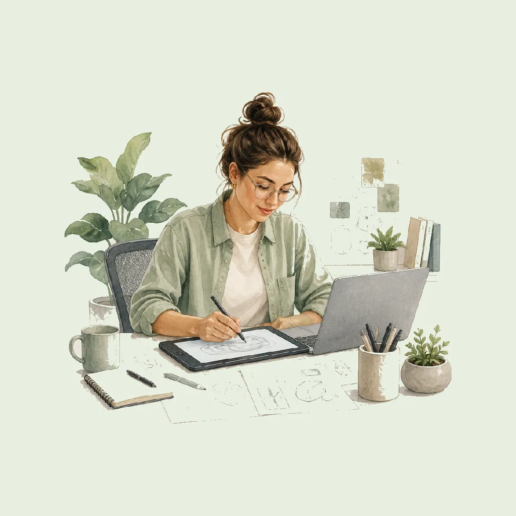 Product Designer HRHeaven role illustration for Creative & Media employment contract pages