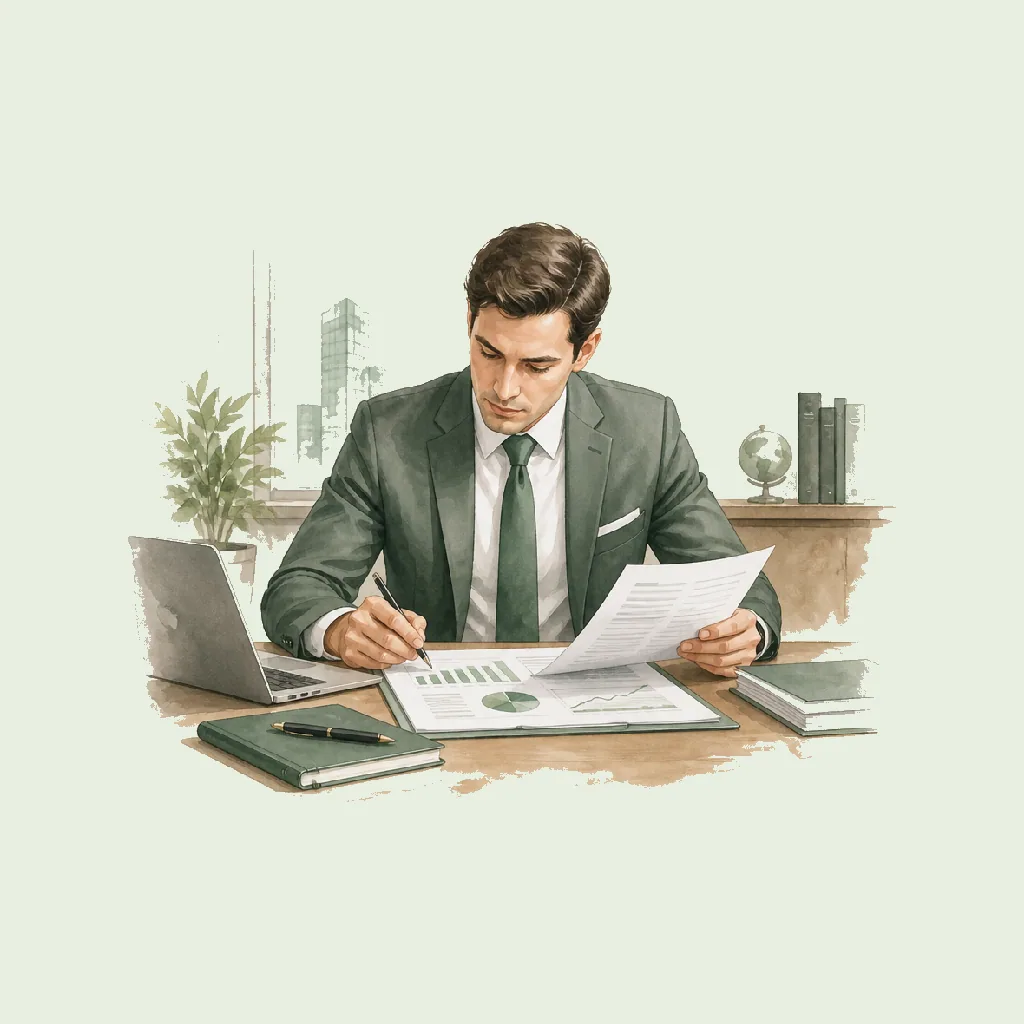 Investment Banker HRHeaven role illustration for Financial & Insurance employment contract pages