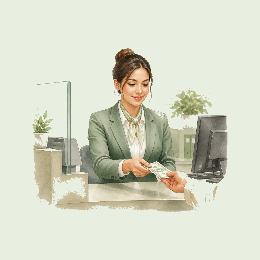Teller HRHeaven role illustration for Financial & Insurance employment contract pages