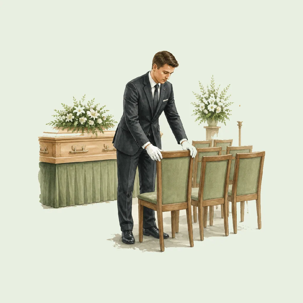 Chapel Attendant (Ceremony service) HRHeaven role illustration for Funeral employment contract pages