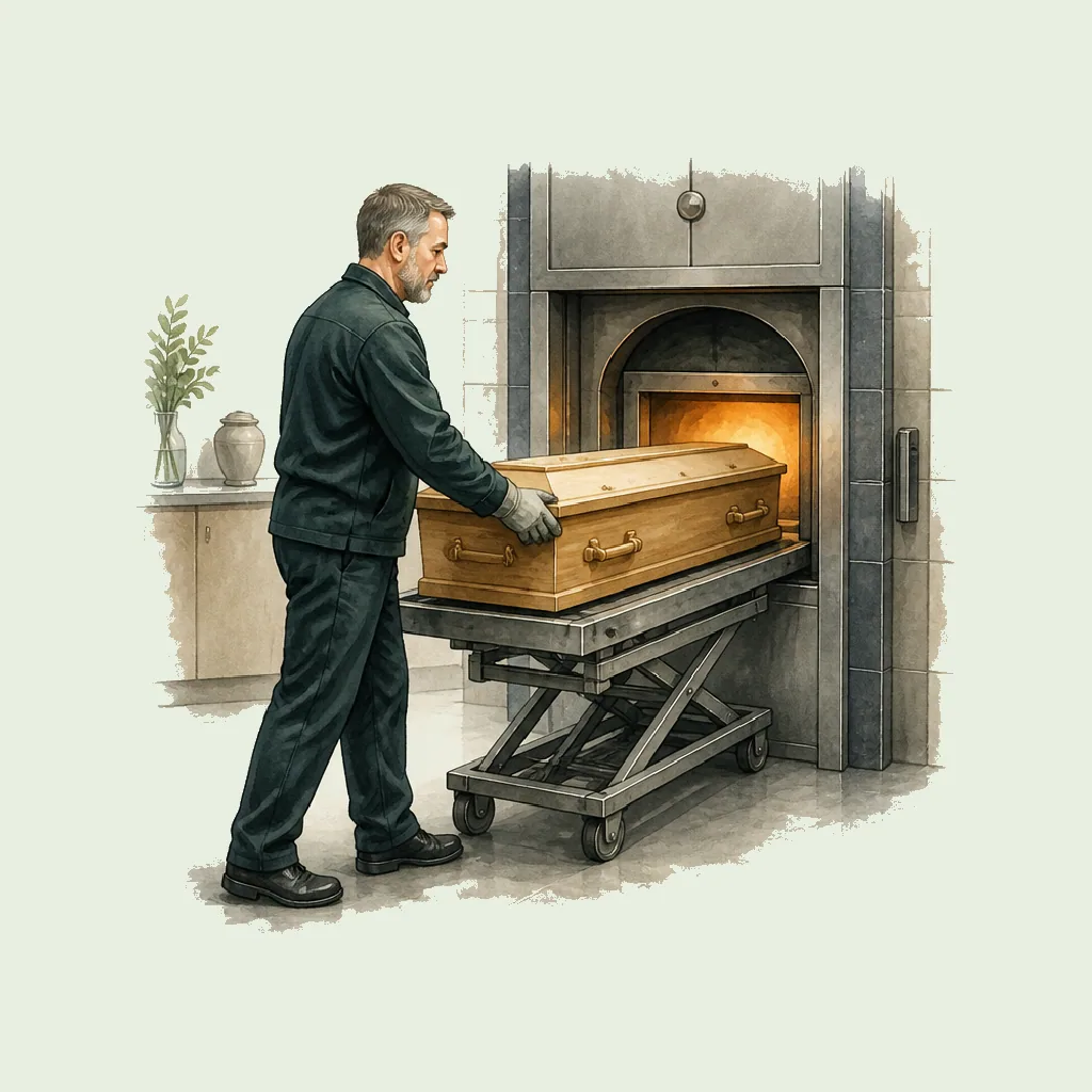 Crematorium Technician (Cremation operator) HRHeaven role illustration for Funeral employment contract pages