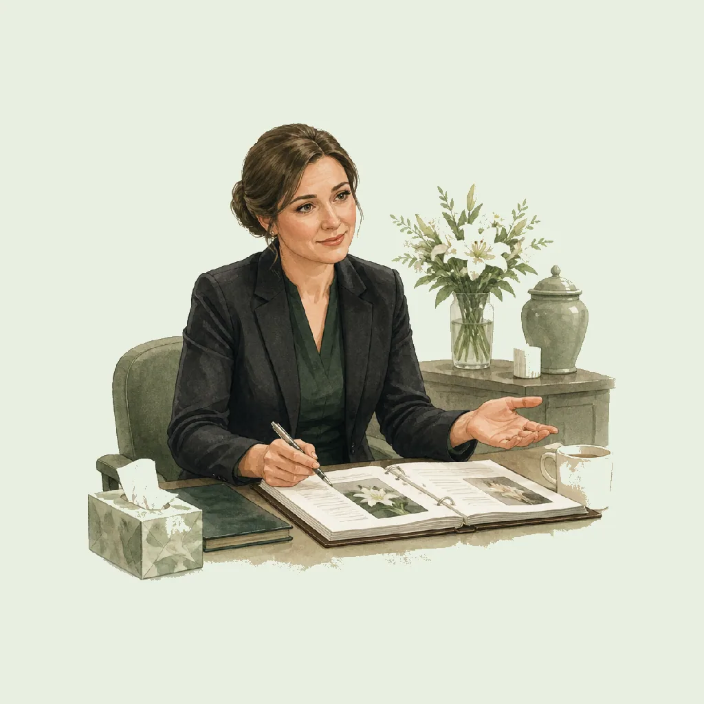 Funeral Arranger (Customer liaison) HRHeaven role illustration for Funeral employment contract pages