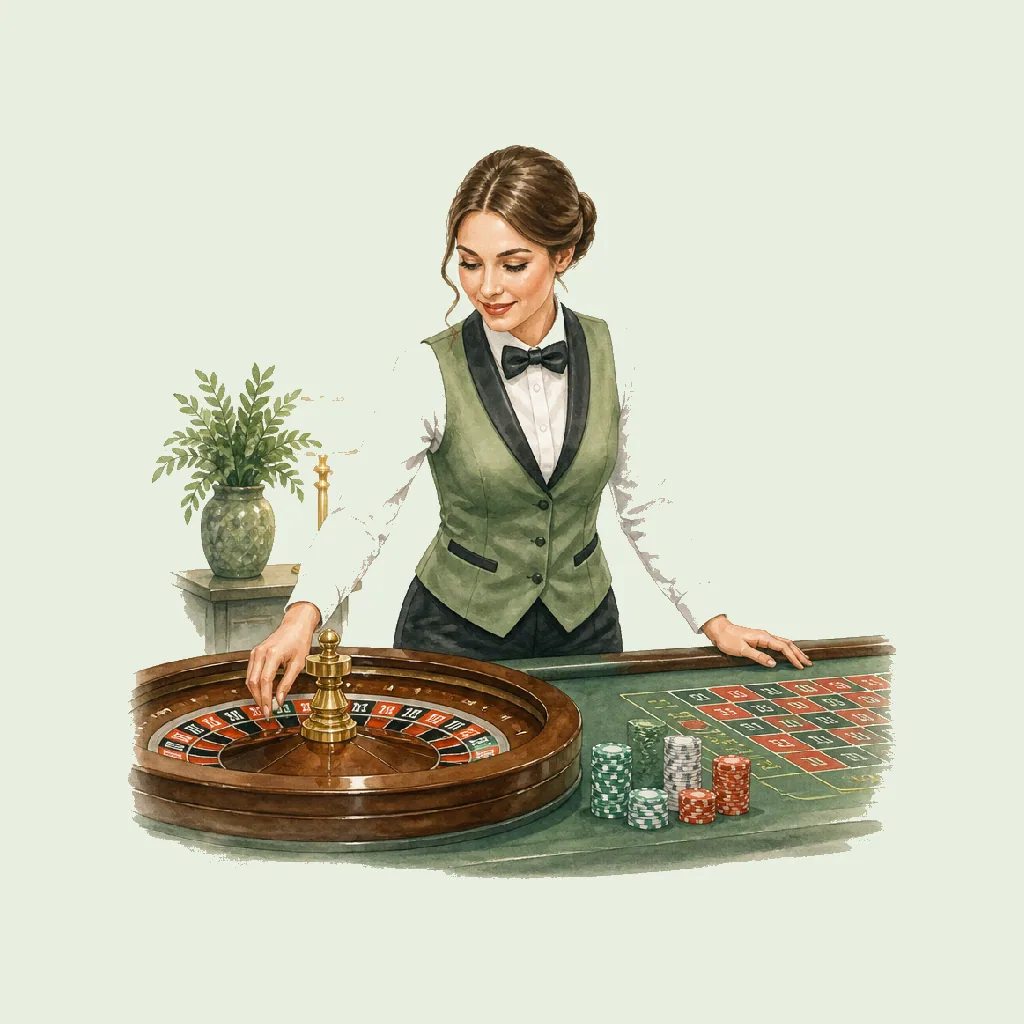 Roulette Dealer HRHeaven role illustration for Gambling employment contract pages