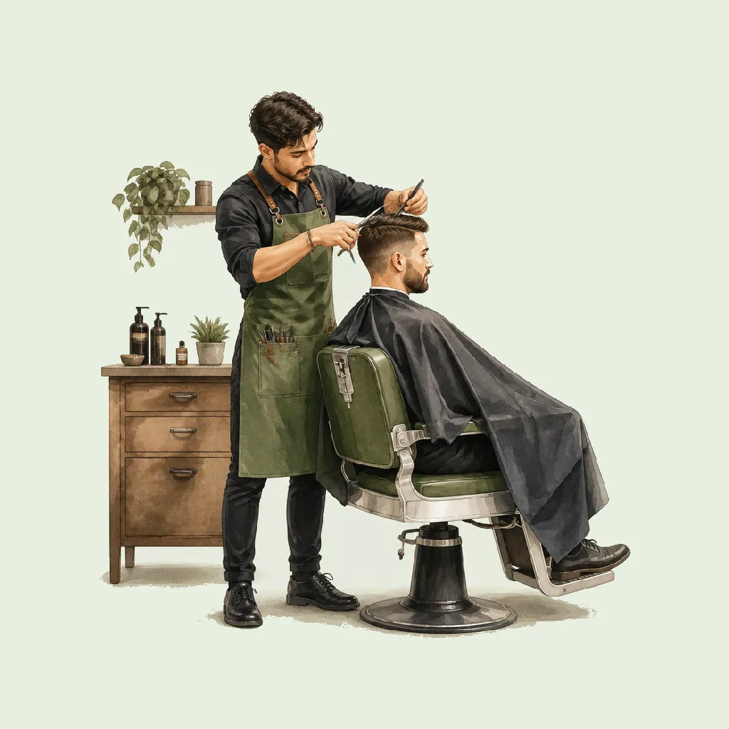 Barber (Men's grooming) HRHeaven role illustration for Hair & Beauty employment contract pages