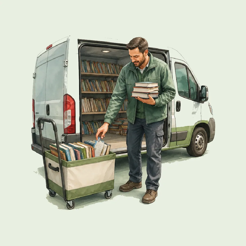 Mobile Librarian (Mobile van driver) HRHeaven role illustration for Libraries & Archives employment contract pages