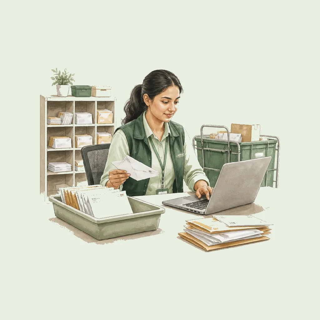 Data Entry Clerk (Sorting) HRHeaven role illustration for Postal & Courier employment contract pages