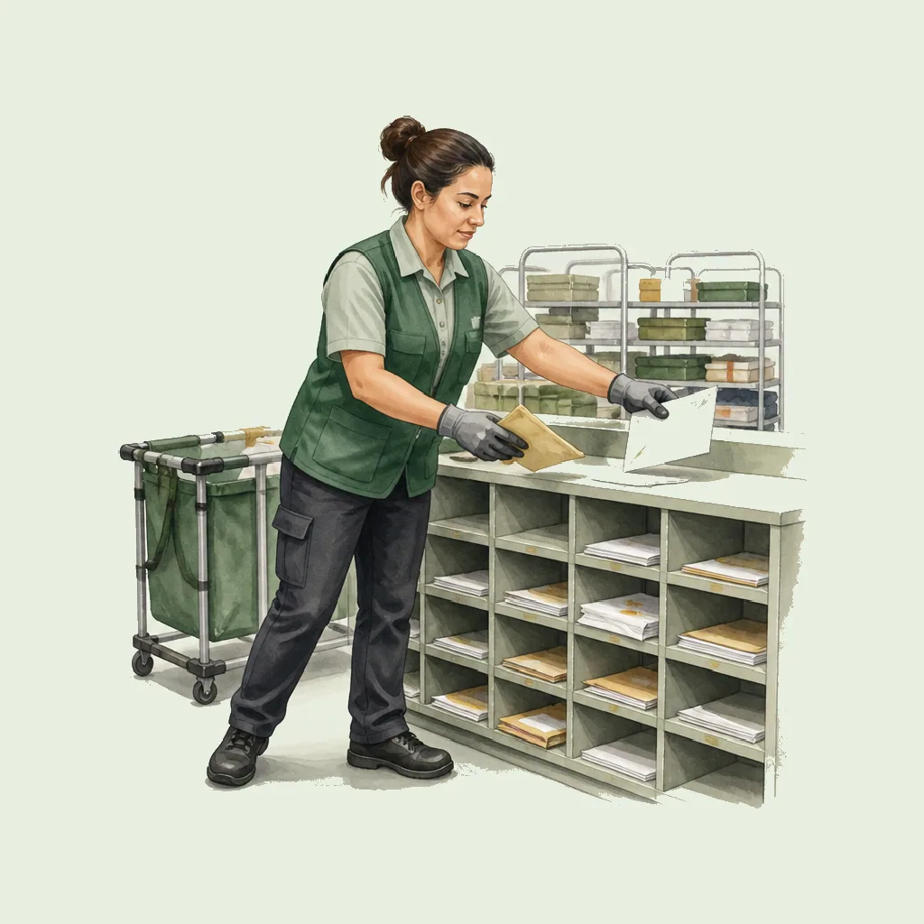 Mail Centre Sorter (Distribution) HRHeaven role illustration for Postal & Courier employment contract pages