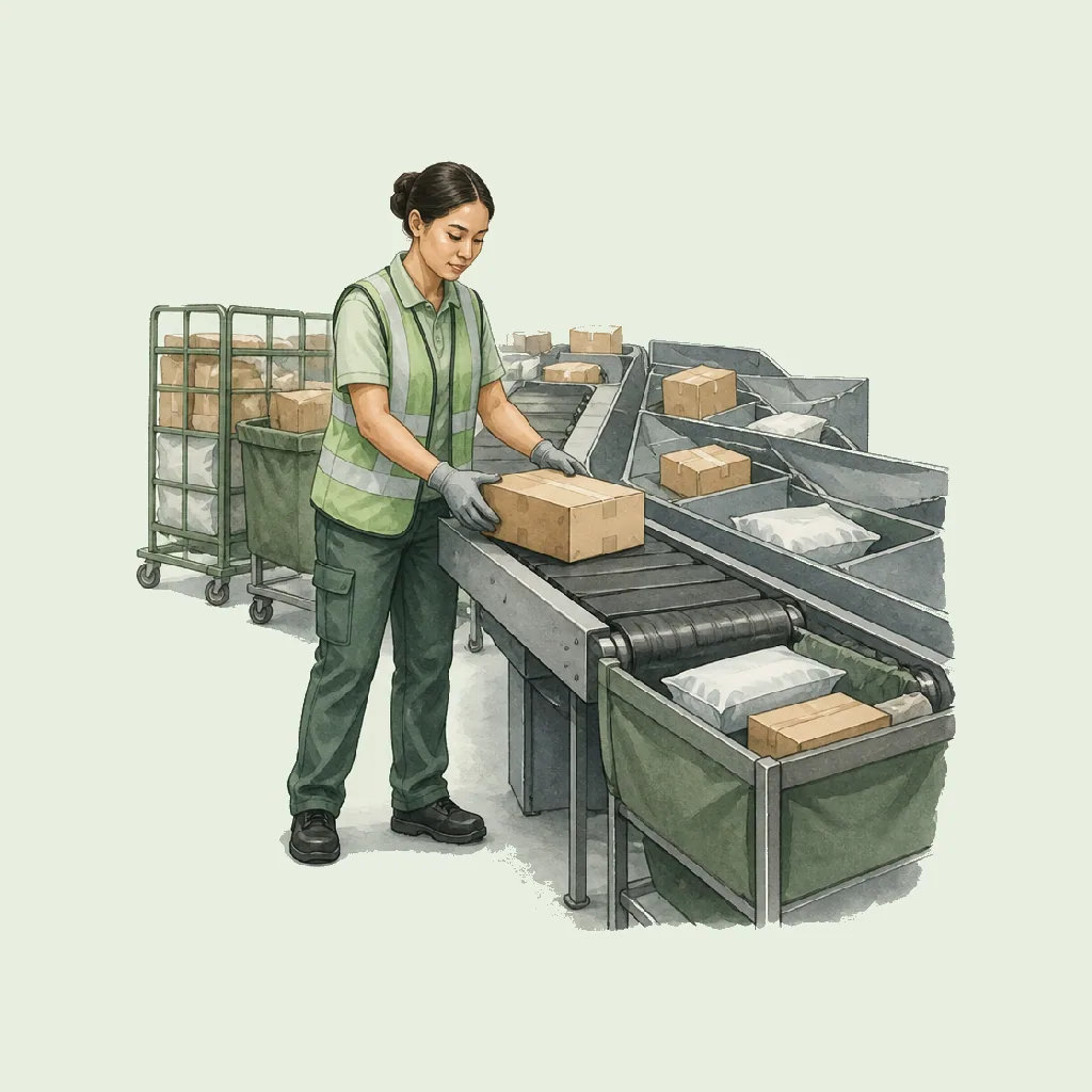 Parcel Sorter (Automated) HRHeaven role illustration for Postal & Courier employment contract pages