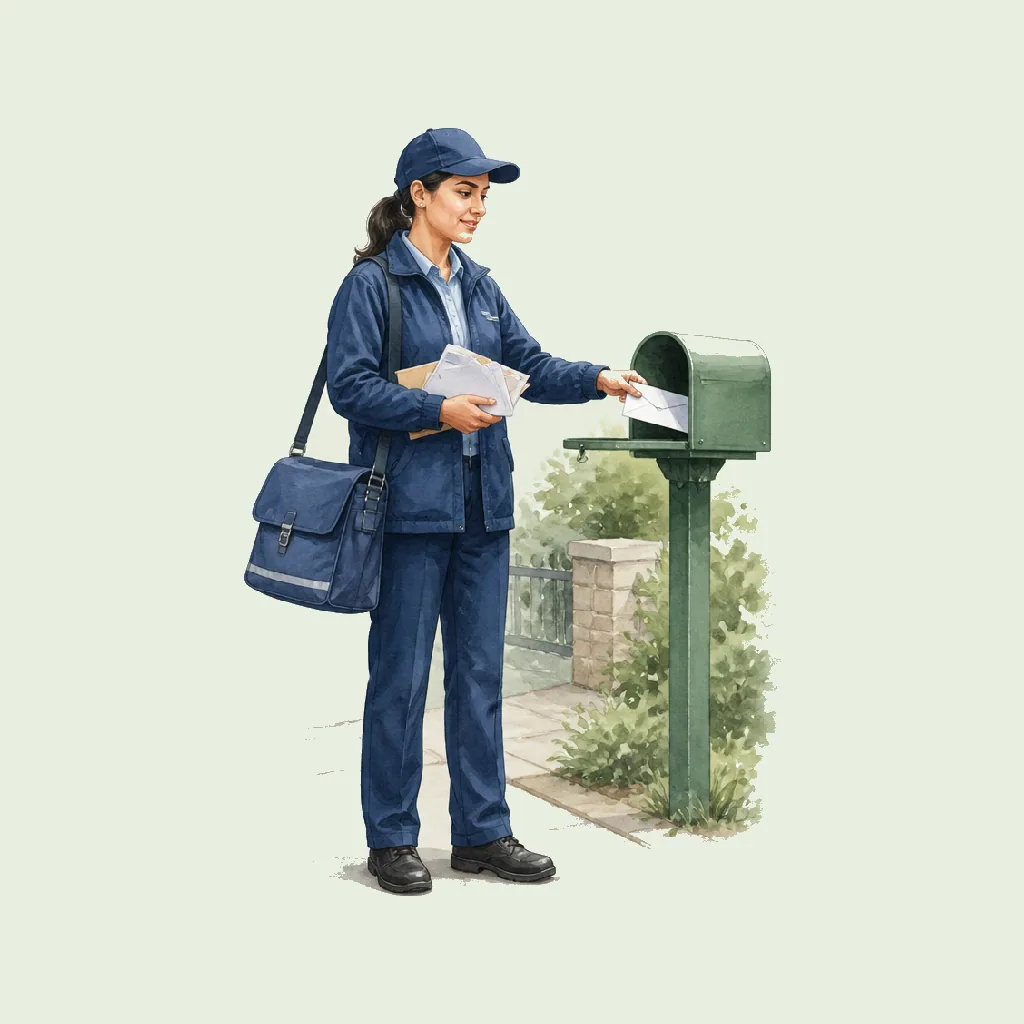 Postwoman/Postman HRHeaven role illustration for Postal & Courier employment contract pages