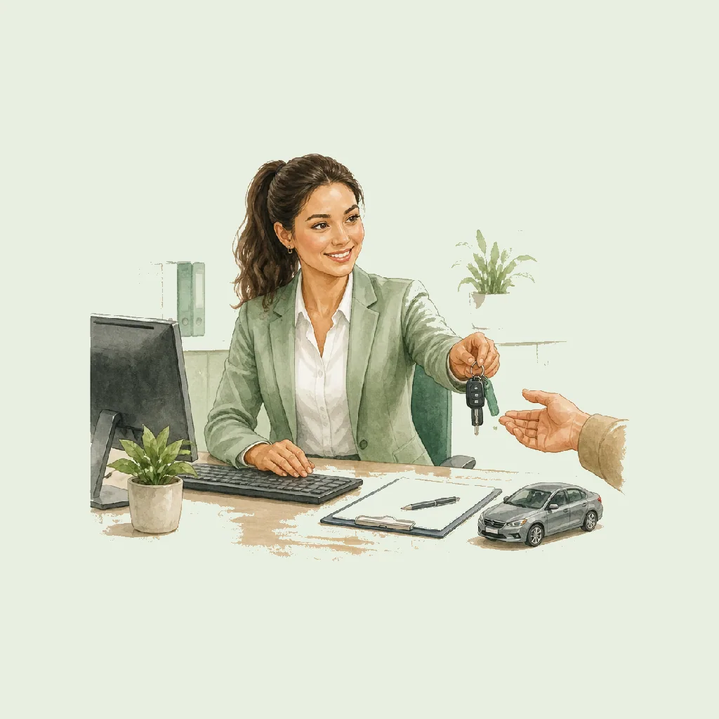 Car Hire Assistant (Customer service) HRHeaven role illustration for Rental & Leasing employment contract pages
