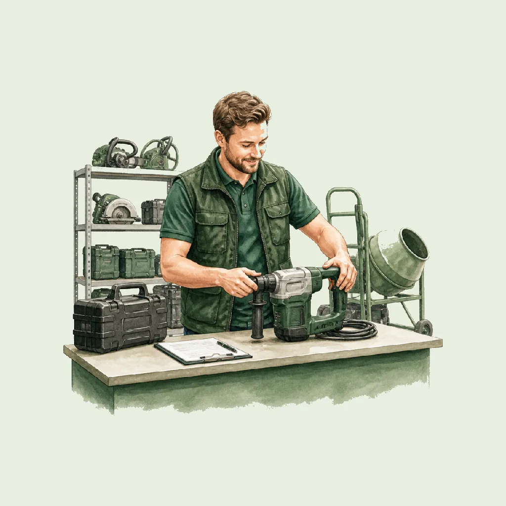Tool Hire Assistant (Construction) HRHeaven role illustration for Rental & Leasing employment contract pages