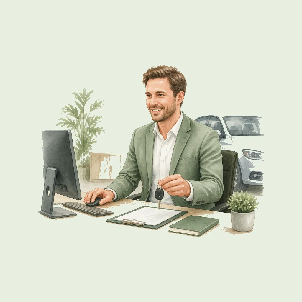 Vehicle Rental Agent (Hire desk) HRHeaven role illustration for Rental & Leasing employment contract pages