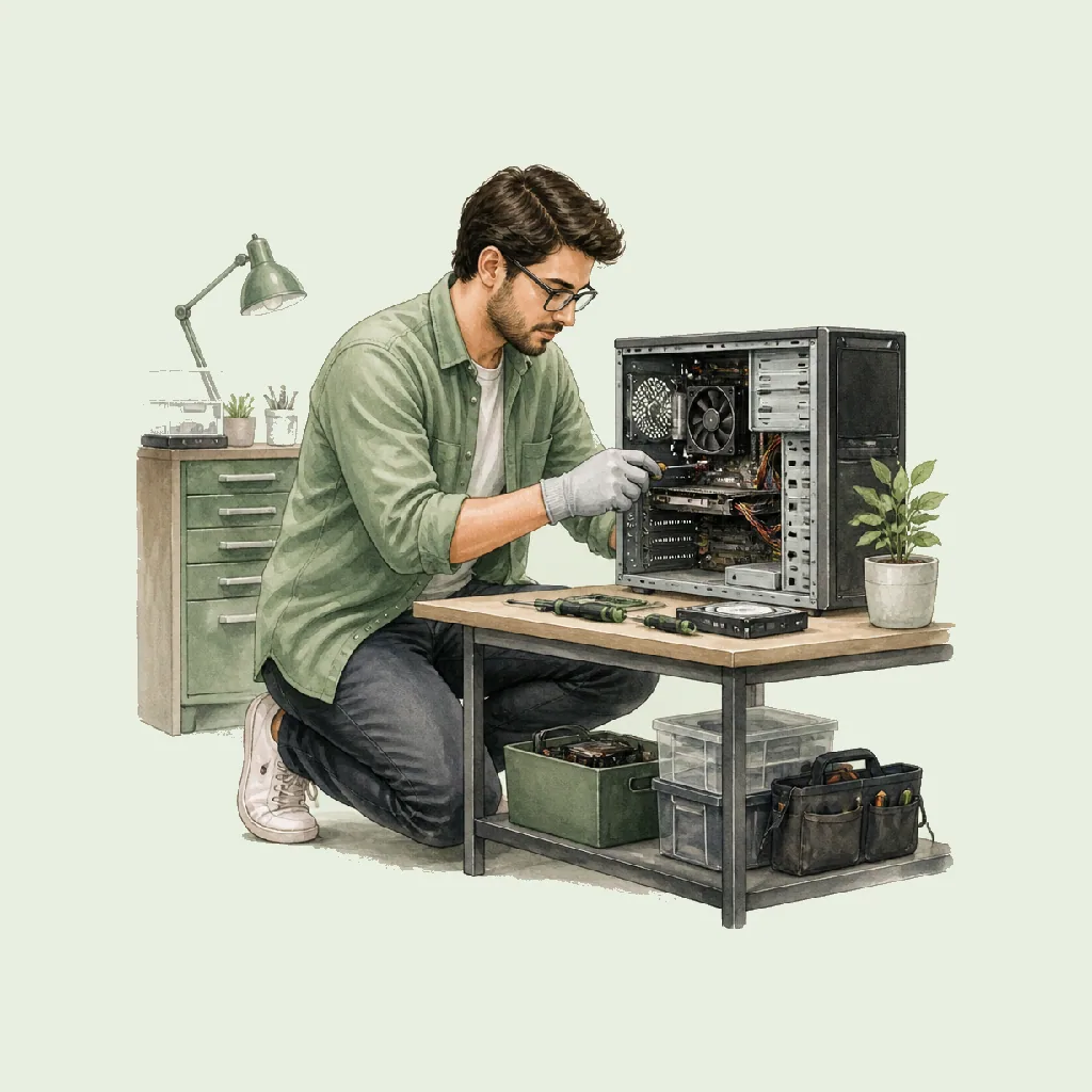 Computer Repair Technician (Hardware) HRHeaven role illustration for Repair Services employment contract pages