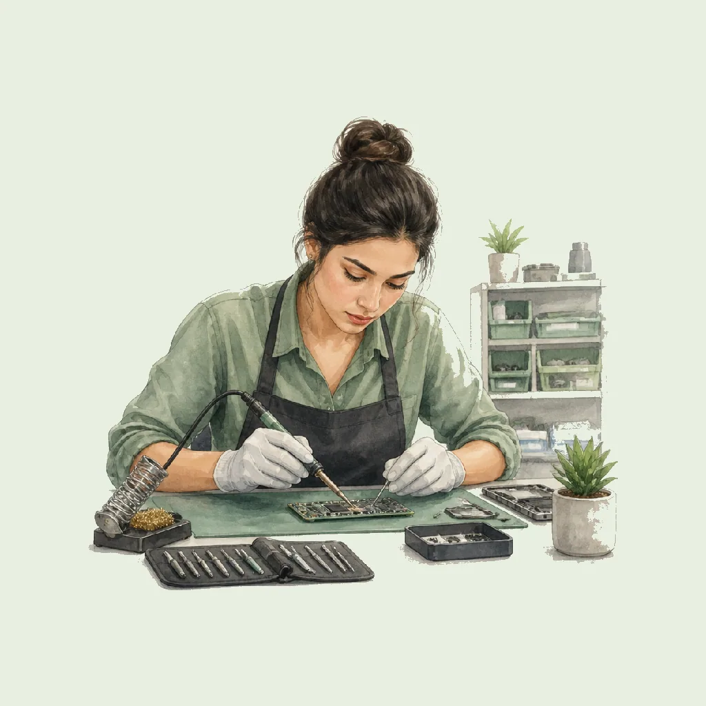 Electronics Repair Assistant (Soldering) HRHeaven role illustration for Repair Services employment contract pages