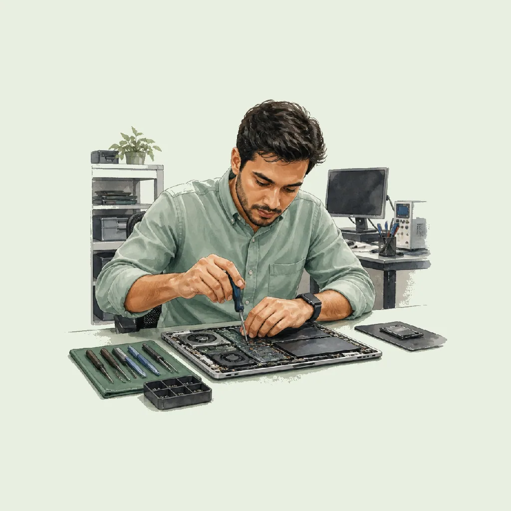 IT Bench Technician (Test) HRHeaven role illustration for Repair Services employment contract pages