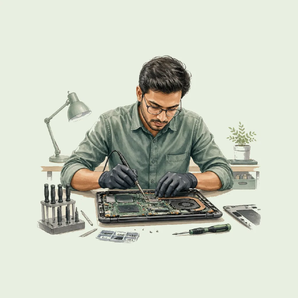 Laptop Repair Engineer (Motherboard) HRHeaven role illustration for Repair Services employment contract pages