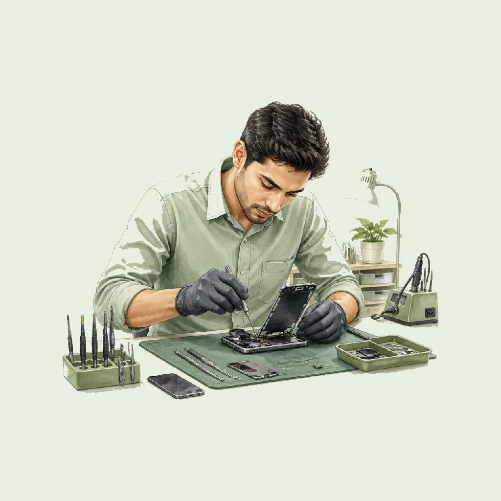 Mobile Phone Repair Technician (Screen fitting) HRHeaven role illustration for Repair Services employment contract pages