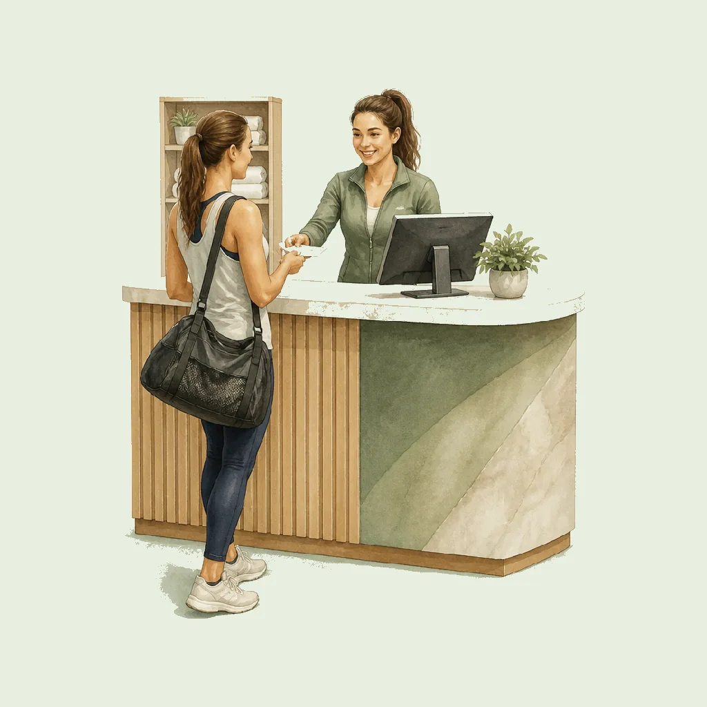 Receptionist (Gym/Fitness) HRHeaven role illustration for Sports & Recreation employment contract pages