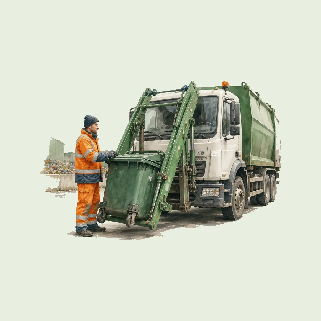 RCV Driver (Front End Loader) HRHeaven role illustration for Waste & Remediation employment contract pages