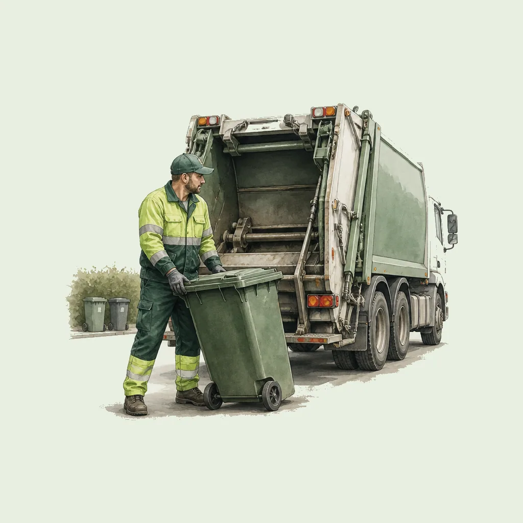 RCV Driver (Rear End Loader) HRHeaven role illustration for Waste & Remediation employment contract pages